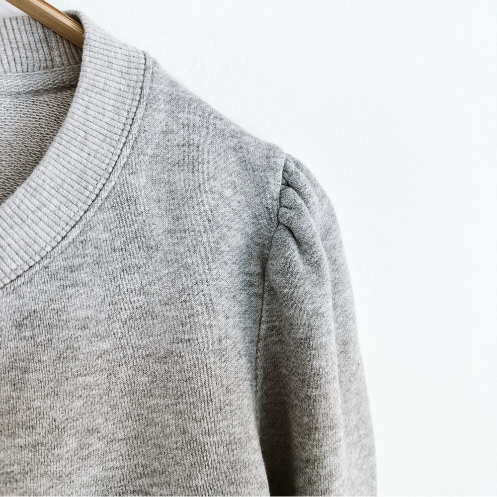 Aritzia Wilfred Free Puff-sleeve Cotton Terry Sweatshirt Grey - Size Small - Picture 4 of 8